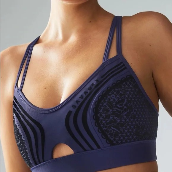 Savage X Fenty Ocean Cavern Blue Special FX High-Waist Legging with Sports Bra - Picture 9 of 14